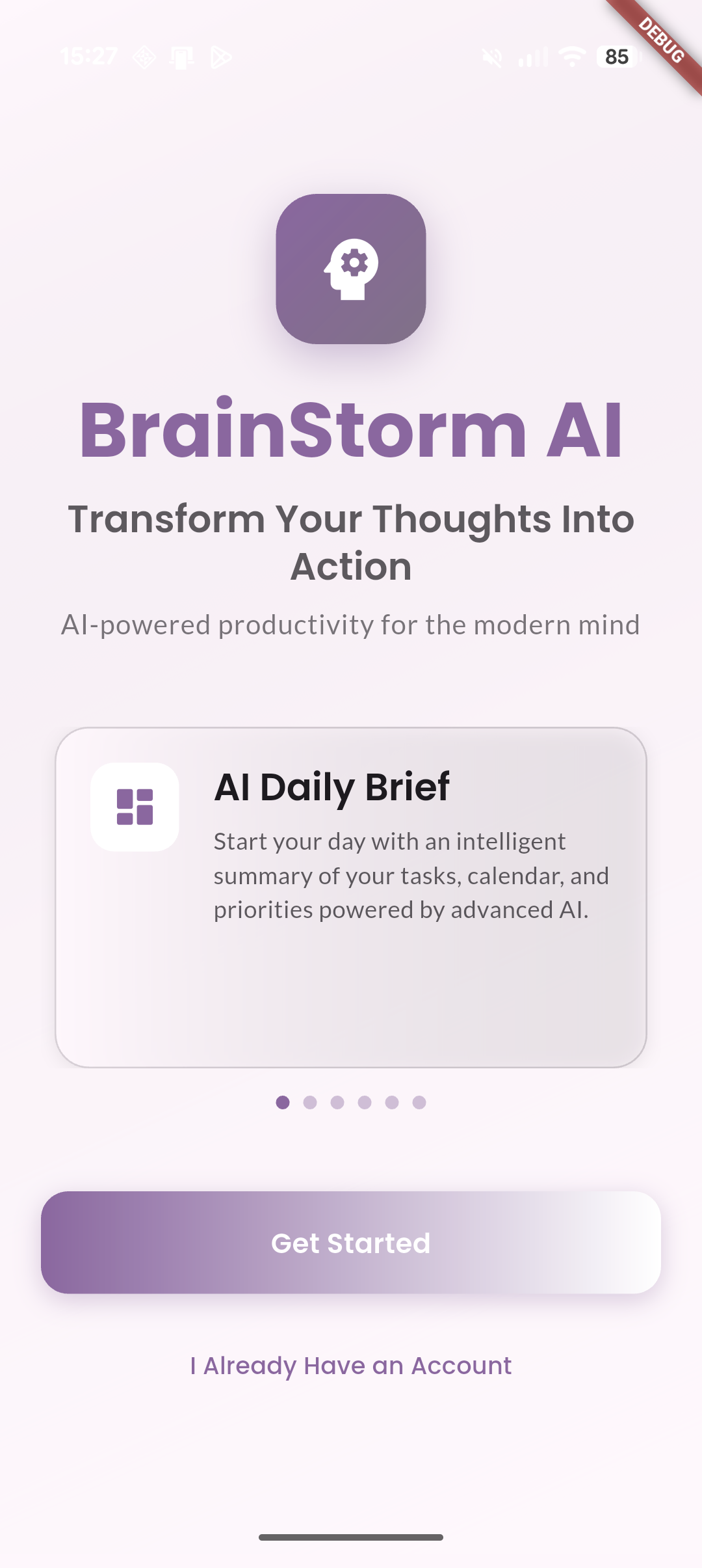 Landing screen screenshot 1